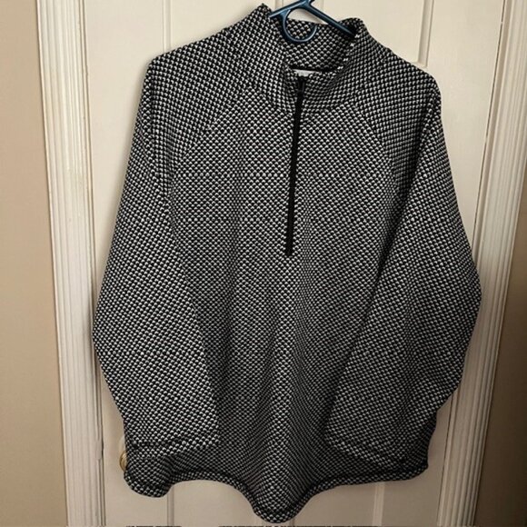 TALBOTS BLACK & WHITE CHEVRON HALF-ZIP PULLOVER, 2X, NWOT - Picture 1 of 3